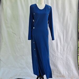 Antthony Royal Blue Maxi Dress with Button Accents